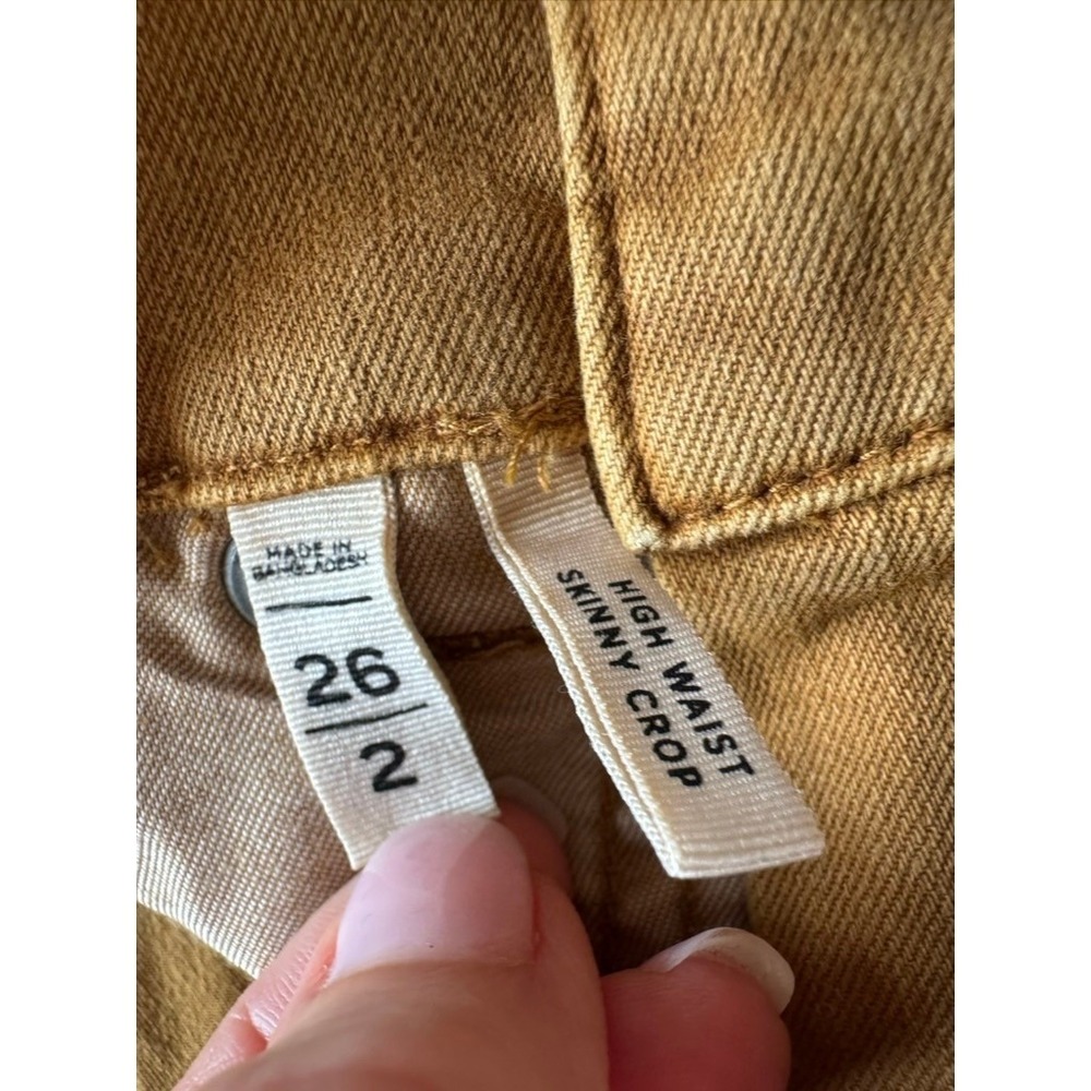 LOFT Mustard Yellow High Waist Skinny Crop Raw Hem Jeans 26 2 330NC1 - Picture 6 of 12